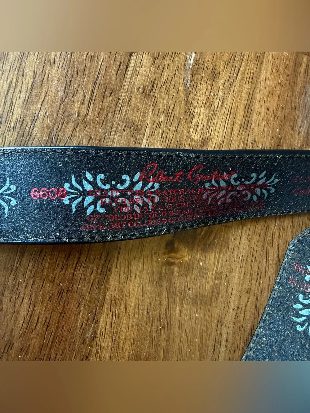 Robert Graham Leather Belt with Laser Cut Colorful Accents Size 40 6608